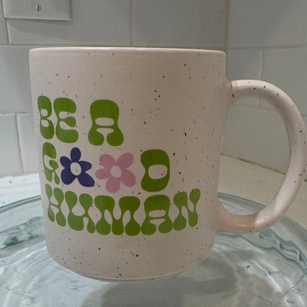 Speckled Ceramic Mug - Be a Good Human - Cream